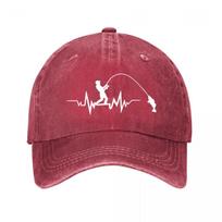 Vintage Washed Fishing Heartbeat Baseball Cap  New Vintage Washed Cotton Baseball Cap Parent Kids Sun Hats Adjustable