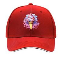 Gradient Ice Cream Print Vintage Baseball Cap Summer Breathable Casual Lightweight Peaked Caps With Sandwich Baseball Cap One Size