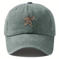 Retro imitation baseball cap with leopard print star design for leisure outdoor travel fishing and hiking Adjustable