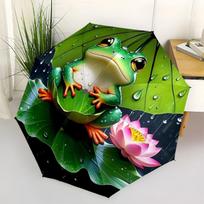 Frog on Lotus Leaf with Umbrella Waterproof Phone Case CoverUmbrella with Cute Design,Portable 3-Fold Compact Umbrella for Men&Women,Valenti
