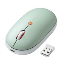 Sanwa Direct Wireless Mouse, USB-A to Bluetooth, Slim, Silent, Rechargeable, Type-C Fast Charging, Lightweight, Portable, Blue-Green, 400-MAWBT177BL