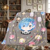 Re Zero Warm Comfortable Flannel Blanket - Printed, For Beds, Travel -HE47 75x90cm