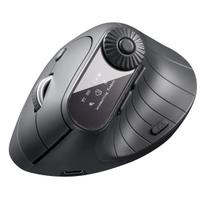 Sanwa Direct Ergonomic Mouse, Multifunctional, 5 Buttons  6 Function Dial, Bluetooth Wireless, Wired, Rechargeable, LCD Screen, Horizontal Scrolling,