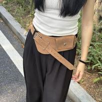Fashi Women Suede Wide Belt Vintage Brown New Korean Luxury Belt Bag Casual All Match Dress Decor Waist Bag Stylish Waist Belt