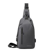 Men's Sling Bag Multi-Functional Chest Bag with Headphone Jack Modern Crossbody Bag for Phone & Essentials 17*8*31cm pilka spalva