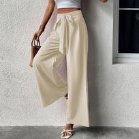 Womens pants high waist wide leg trousers with self tie belt casual loose fit pants for women office wear stylish design XXXL