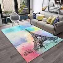 France Paris Eiffel Tower Retro Carpet Rug for Home Living Room Bedroom Sofa Doormat Decor,Kids Play Area Rug Non-slip Floor Mat 40x60cm 16x24 inch