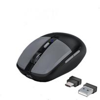 Bluetooth Wireless Mouse with Type-CUSB-A Connector, 3 Connection Modes, Silent, Compact, Rechargeable, Lightweight, Optical, 6 Buttons, RGB