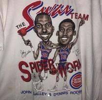 Vintage John Salley and Dennis Rodman Short Sleeve Shirt White All size A410 S