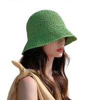 Lightweight Foldable Wide Brimmed Handwoven Sun Hat Protection Handwoven Straw Hat for Beach  Green
