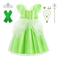 [CREDIBLE] Princess Dress for Children, Halloween Costume, Deluxe 10-Piece Set - Fairy (Princess Dress, Fairy Wings, Ribbon Gloves, Heart Tiara,