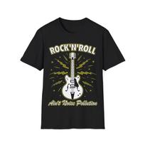 Rock'N'Roll Ain't Noise Pollution T-Shirt, Hard Rock Guitar Tee, Regular Fit Top 2XL