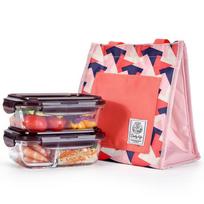 LOCK&LOCK 2-Compartment High Borosilicate Glass Bento Set