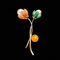 Elegant Tulip Agate Brooch – Versatile Luxury Women's Accessory