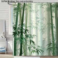Tropical Rainforest Shower Curtain – Palm Leaves, Ferns, Vines on Dark Green, 2D Flat Print, Polyester, 70.8 x70.8 Inch (as the picture,90x180cm35x71in)