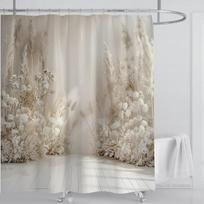 Elegant Floral Shower Curtain - Soft White Flowers & Grass Design for Romantic Bathroom Dcor, Waterproof & Easy Care (as the picture,W90XH180cm)