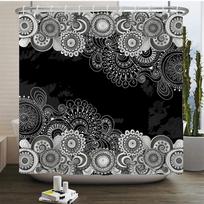 Indian  Bohemian Fabric Shower Curtain Bathroom Curta Boho Mandala Waterproof Fabric Bath Screen Bathtub Decor with 12 Hooks (as the picture,W90xH180cm)