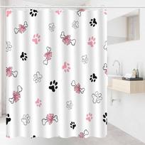 Cat paw, bone, and bow patterned shower curtain - polyester fabric, machine washable, with hooks, suitable for bathroom dcor. (as the picture,90X180cm)