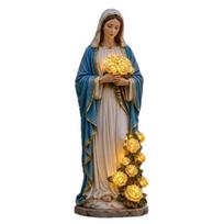 LED Glowing Roses Virgin Mary Statue Memorial Garden Ornament  Home Garden Ornament Style 1