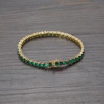 4 mm žalias cirkonio teniso apyrankė, vario inkrustuota vienos eilės, madingas Europos ir Amerikos prekės ženklo aksesuaras. 6-inch Bracelet gray