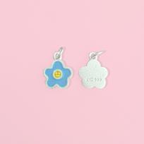 Smiling Face & Small Flower Sterling Silver & Gold Pendant for DIY Jewelry