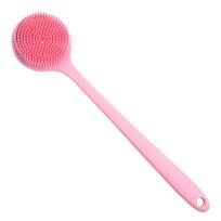 Silicone world Bath Brush Back Body Bath Shower Scrubber Brushes Long Handle Exfoliating Skin Massage Brush Silicone Scrubber rožinė