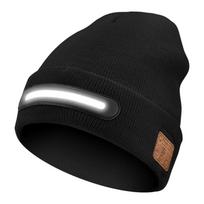 USB Rechargeable LED Lighted Beanie Hat Three-Stage Lighting Detachable Smart Bluetooth Beanie Built-in Speaker Mic