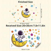 1Pc Cartoon Astronaut Moon Planet Glowing Wall Stickers Baby Kids Room Decor for Bedroom Decoration Living Room Wall Decals (as the picture,20x30CM)
