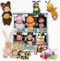 [CuteBaby] Baby Dolls, Mini Baby Dolls, Reborn Dolls, Set of 6, Cute, Adorable, Animal Costumes, Dress-Up Gift for Ages 5 and Up (Set A)