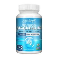 Airboy Triple-Ingredient Magnesium Capsules, Magnesium Malate, Magnesium Glycine, Magnesium Citrate Triple-Effect Formula 120*1