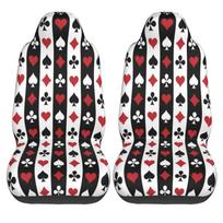 Poker Red Black Print 2pcs Car Seat Covers Suitable for Women and Men Universal Car Front Seat Protector Suitable for Cars SUV juoda