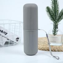 2-in-1 Travel Toothbrush Holder,Portable Mouthwash Cup with Vertical Stripe,Toothpaste Storage Box for Bathroom Travel Organizer