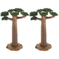 Cabilock Baobab Tree Model (Set of 2) - Miniature Tree Model, Realistic PVC, for Dioramas, Architectural Models, Railway Models, Micro Landscapes,