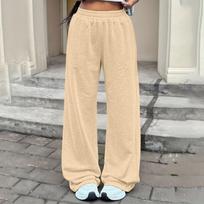 Women's High Waist Casual Wide Leg Pants Elastic Waistband Loose Fit Comfortable Lounge Bottoms Suitable for Everyday Wear L