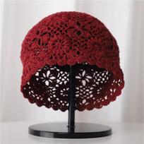 Aesthetic Crochet Cotton Beret: Spring/Autumn Flower Headwrap, Stylish Women's Painter Hat M (56-58 cm)