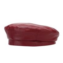 Temperament PU Leather Pearl Bow Beret Korean Style Solid Color Octagonal Hat Retro Design British Style Artist Hat Outdoor Wear