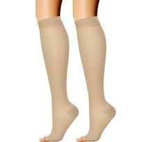 Flexible S/M/L/XL/XXL Compression Socks Open Toe Black Compress Socks Nylon Knee High Compression Sox For Women & Men S-M