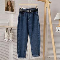 Retro Harlan Jeans Women's Summer Thin High-waisted Loose Straight-leg Small Nine-point Thin Radish Daddy Pants XS mėlyna-pilka spalva