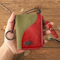 Stitching Car Key Bag Vintage Storage Card Bag Lipstick Holder Key Storage Small Bag  Coin