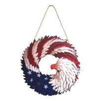 Renewed Wings Wreath Independence Day Decoration with Lanyard Easy to Hang Waterproof Door Sign Front Door Ornament 40cm