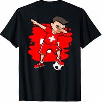 Dabbing Soccer Boy Switzerland Jersey Swiss Football Lovers T-Shirt S įvairiaspalvis