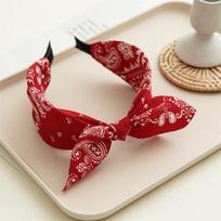 New Wide Edge Hair Bands Cashew Flowers Printing Bowknot Head Band Cotton Hair Accessories Women
