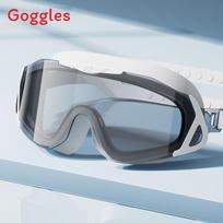 Ordinary Swimming Goggles Adult With Antifog Waterproof Lens For Training And Competition TransparentEyeWhite
