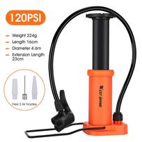 WEST BIKING Ultralight Portable Bike Pump MTB Road Bicycle Foot Pump Presta & Schrader Valve Cycling Tire Air Inflator With Hose 120 PSI Orange