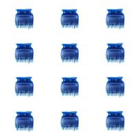 12pcs/set Black Hot Roller Hair Clips White Hair Curler Claw Clamps  Barber blue-12pcs/set