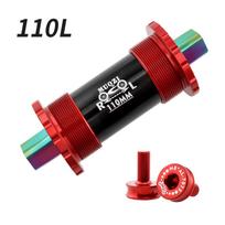 MUQZI Bicycle Titanium Ceramics Bottom Bracket MTB Road Bike BB68 103 107 110 113 119 122mm Square Tapered Axis 110mm  Red