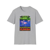 Vintage Come See Florida Flamingo Unisex Softstyle T-Shirt FL Tropical Beach Tee M