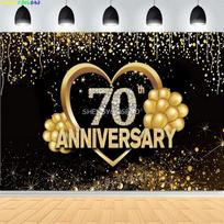 Golden Balloon Rose High Heels Theme Banner Background Cloth, Adult 70th Birthday Party Decoration Photography Studio Background Vinyl 75X50cm