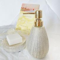 Simple 400ml Ceramic Press Pump Bottles Gold Luxury Hand Sanitizer Bottle Empty Nordic Liquid Dispenser Cosmetic gold