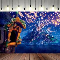 Fairy castle background Tall tower Rapunzel night Island photography background photography props, party decoration 230x180cm